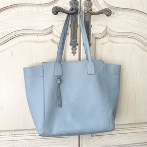Zara Baby Blue Vegan Leather Tote Bag